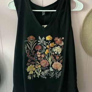 Floral Graphic Black Tank Top SHEIN